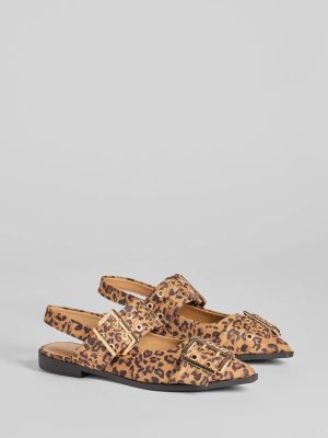 Sassy Stride Leopard Print Buckle Strap Flats