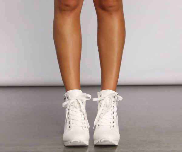 Step It Up Faux Leather Wedge Sneakers - Image 2