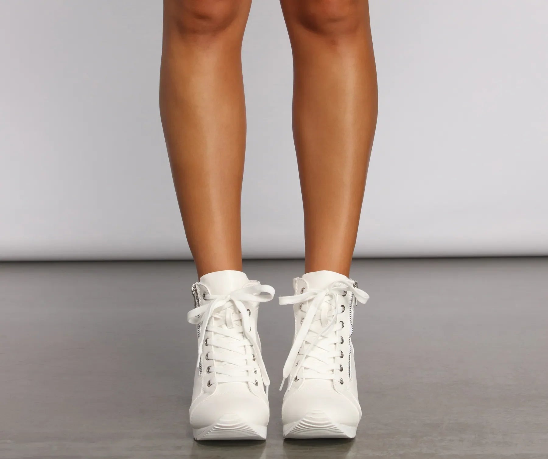Step It Up Faux Leather Wedge Sneakers - Image 2
