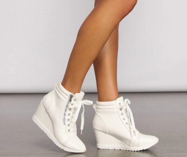 Step It Up Faux Leather Wedge Sneakers - Image 3