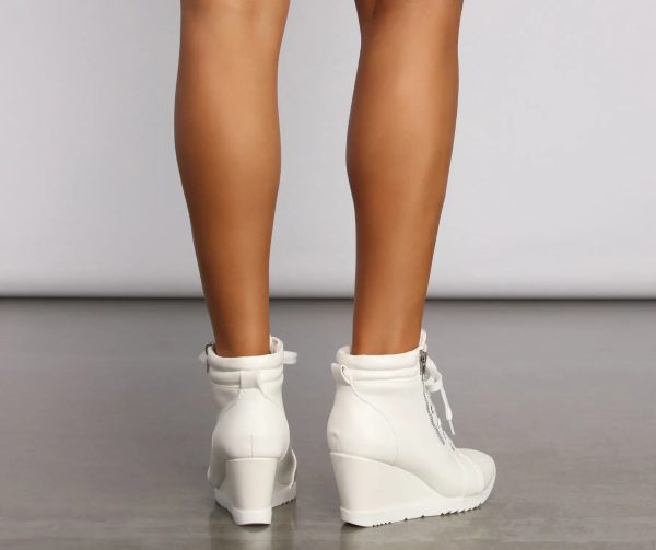 Step It Up Faux Leather Wedge Sneakers - Image 4