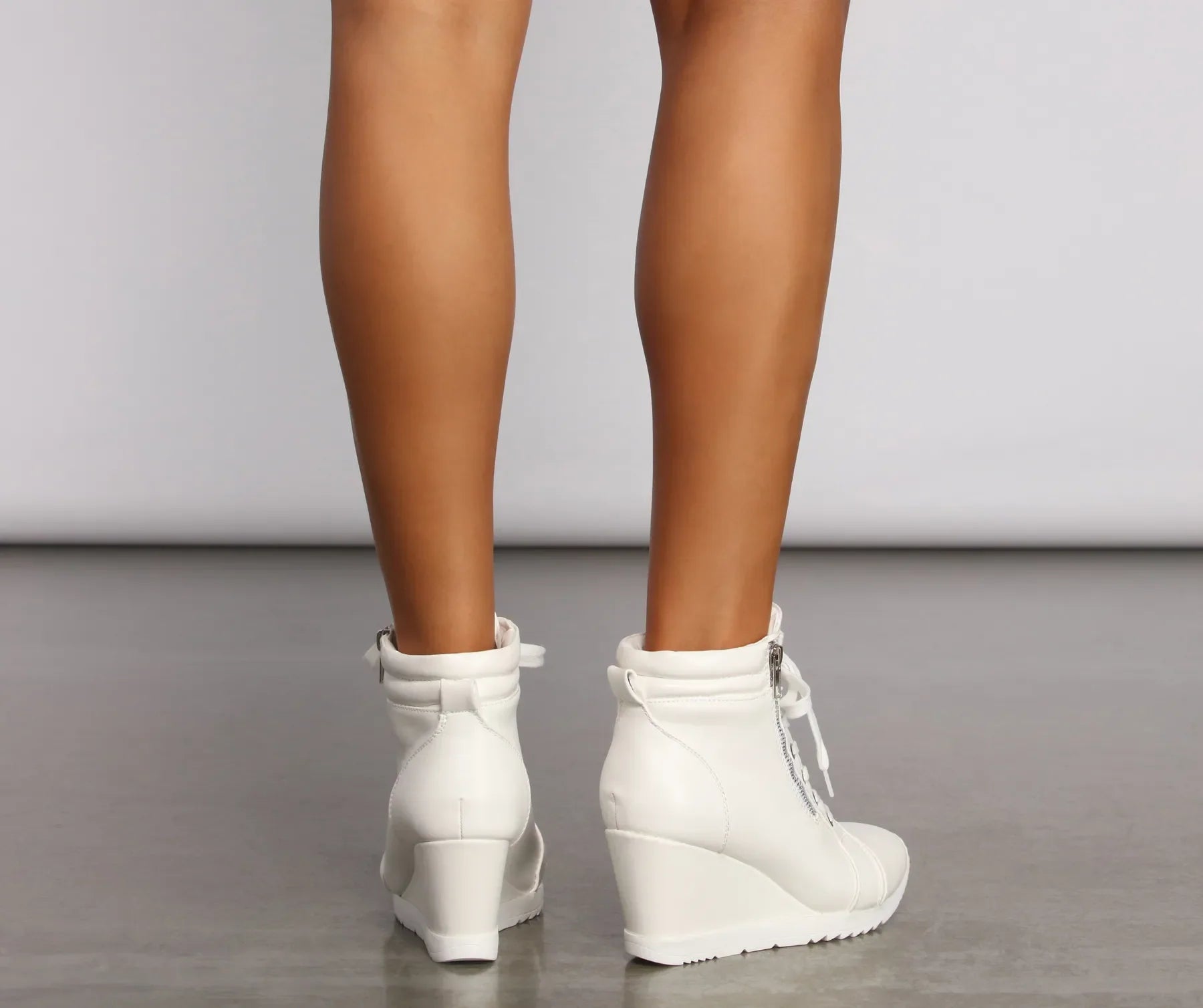 Step It Up Faux Leather Wedge Sneakers - Image 4