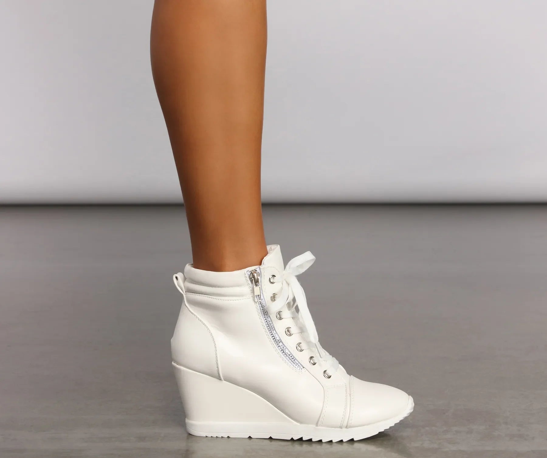 Step It Up Faux Leather Wedge Sneakers - Image 5