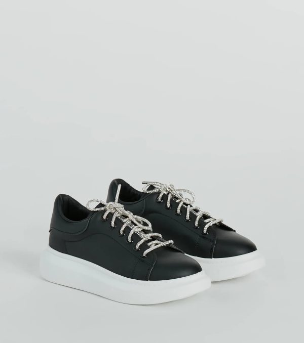 Glam Squad Faux Leather Rhinestone Sneakers - Image 5