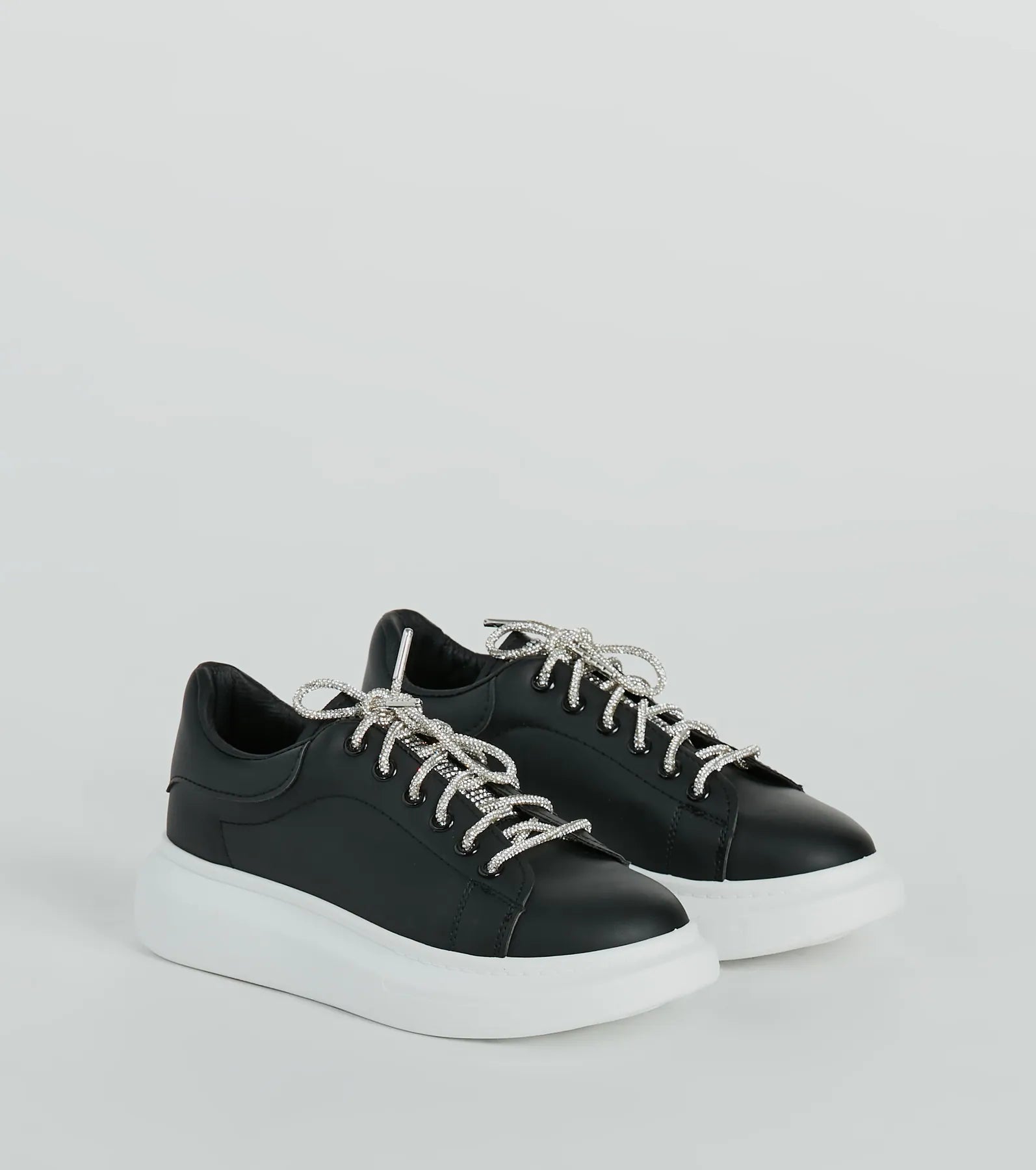 Glam Squad Faux Leather Rhinestone Sneakers - Image 5