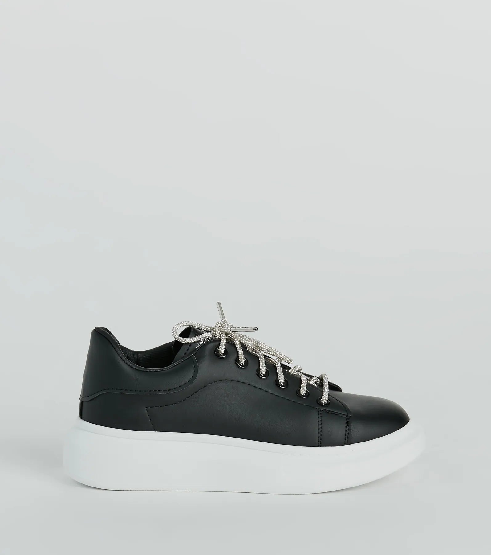 Glam Squad Faux Leather Rhinestone Sneakers - Image 6