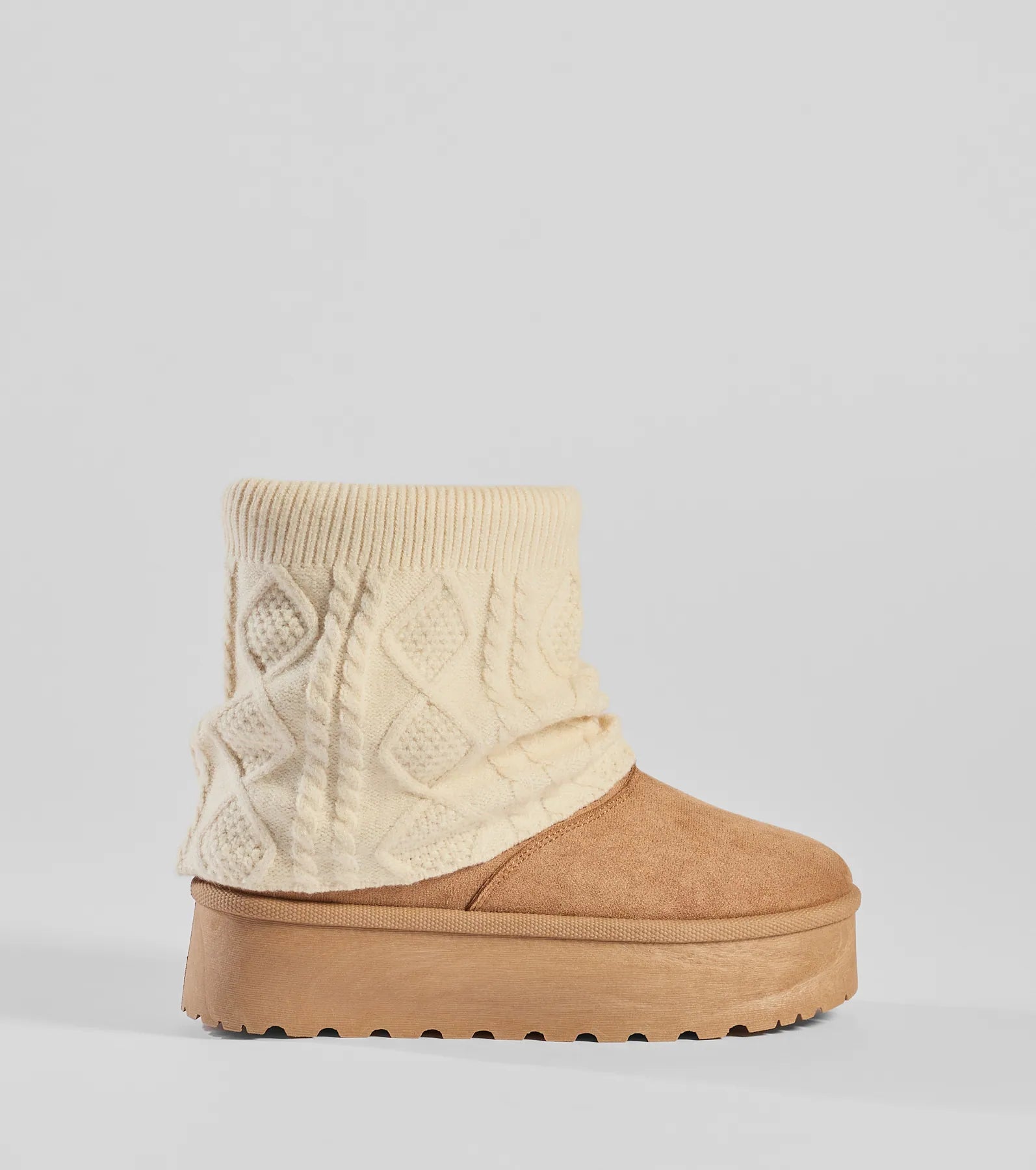 Cozy Vibes Cable Knit Platform Slippers - Image 6