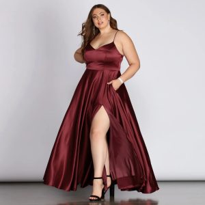 Daria Formal High Slit Satin Dress