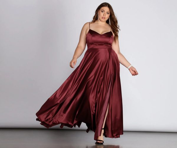 Daria Formal High Slit Satin Dress - Image 2