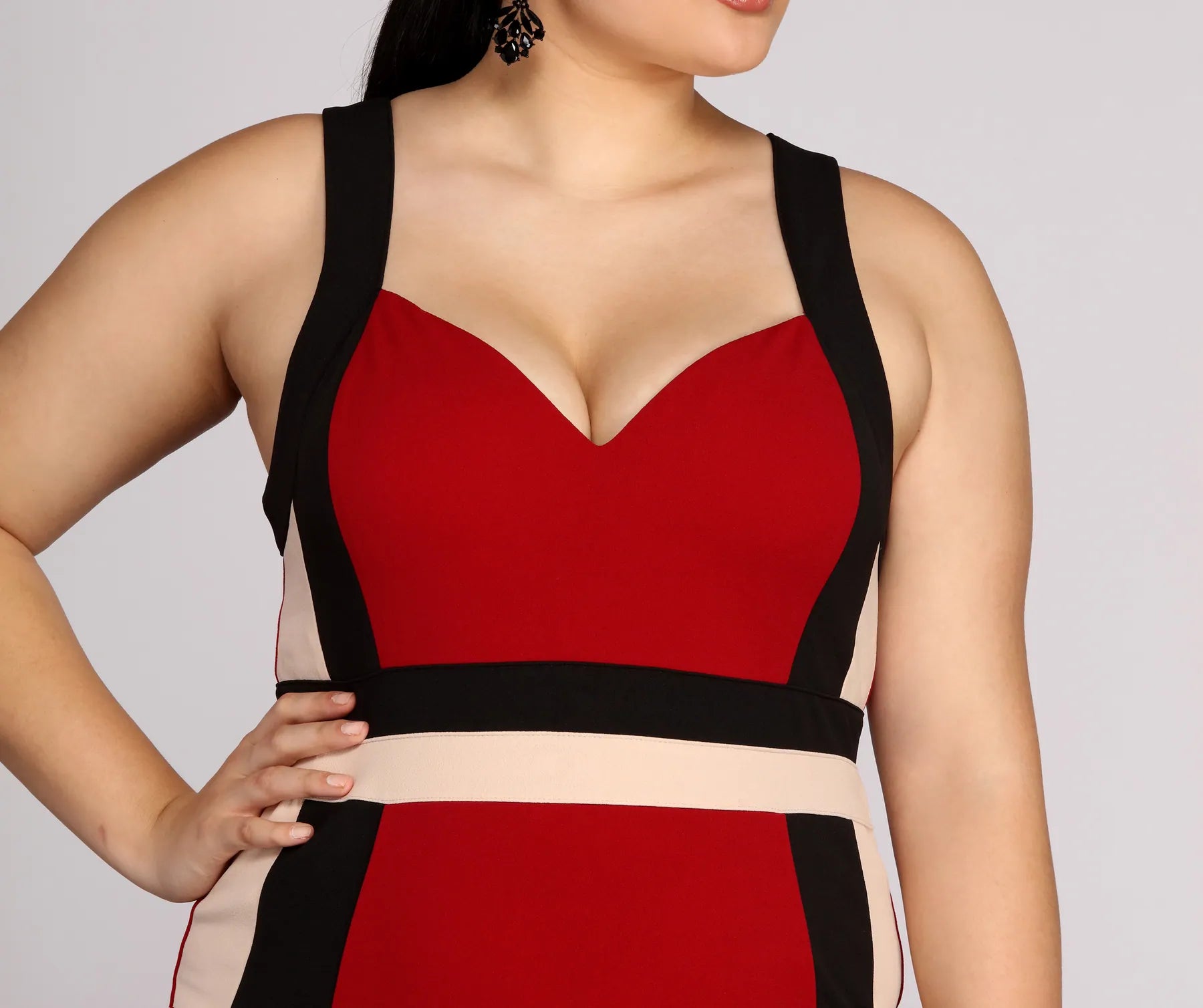 Plus Color Block Midi Dress - Image 8