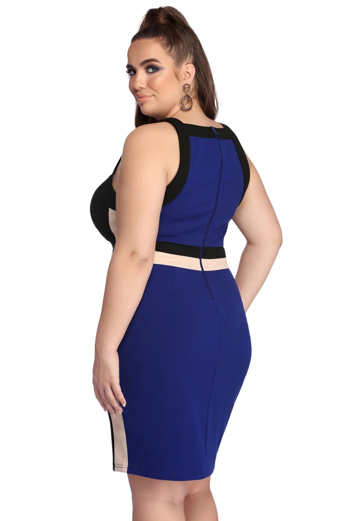 Plus Color Block Midi Dress - Image 2
