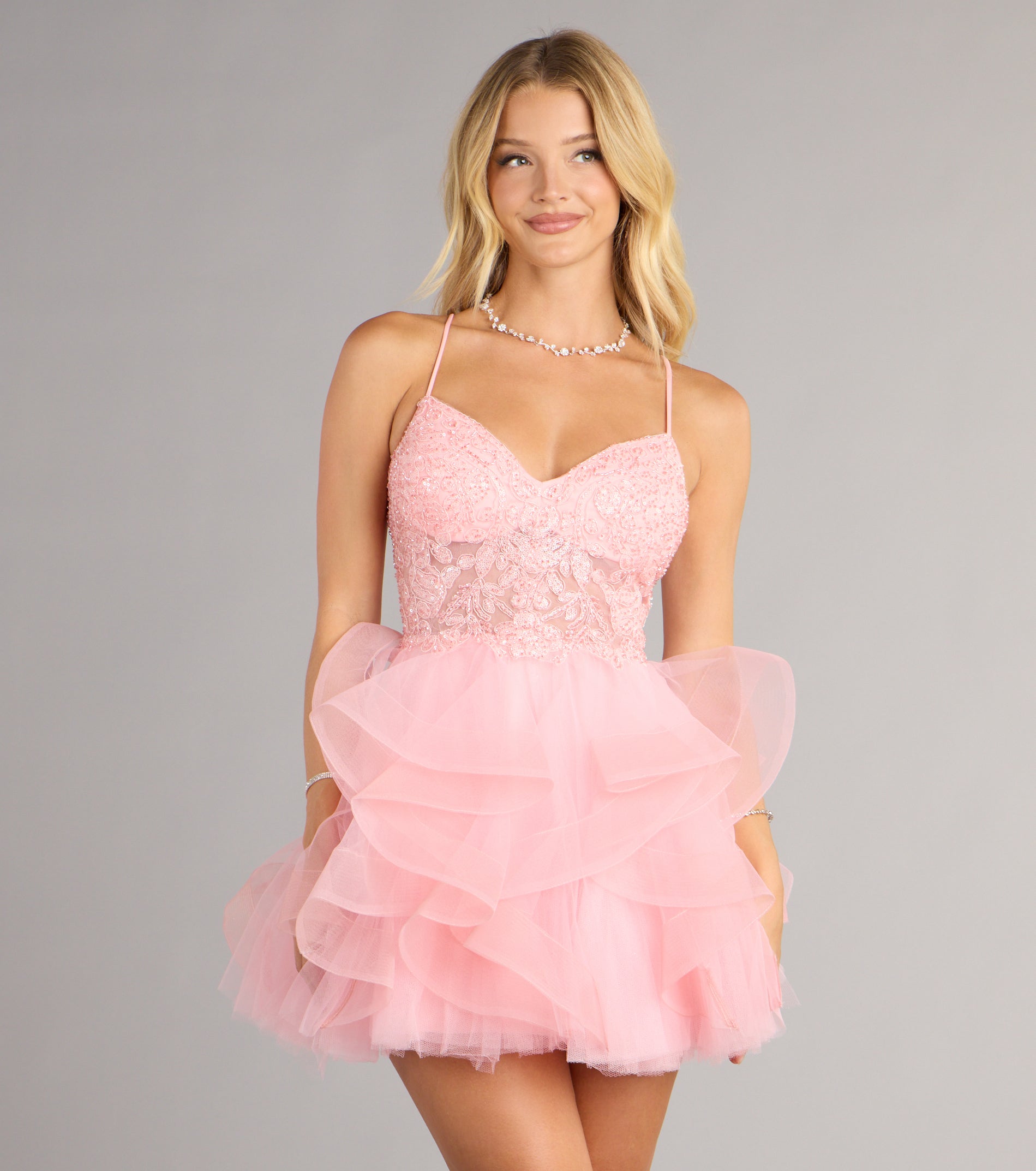 Jordan Corset Ruffled A-Line Short Dress - Image 3