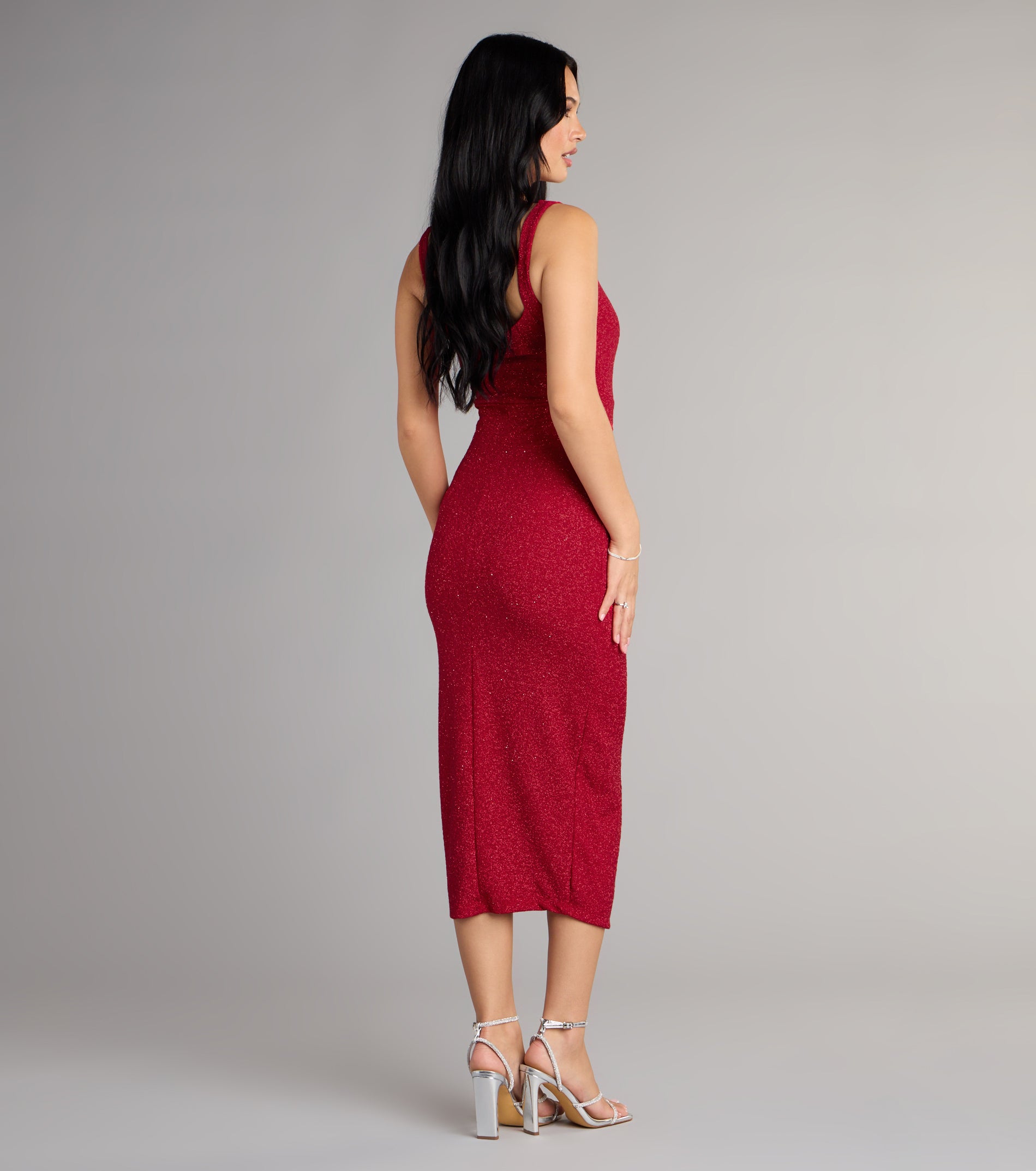 Courtney Formal Glitter Wrap Midi Dress - Image 22