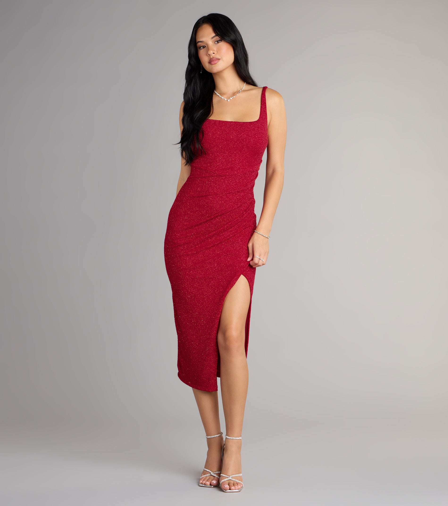 Courtney Formal Glitter Wrap Midi Dress - Image 24