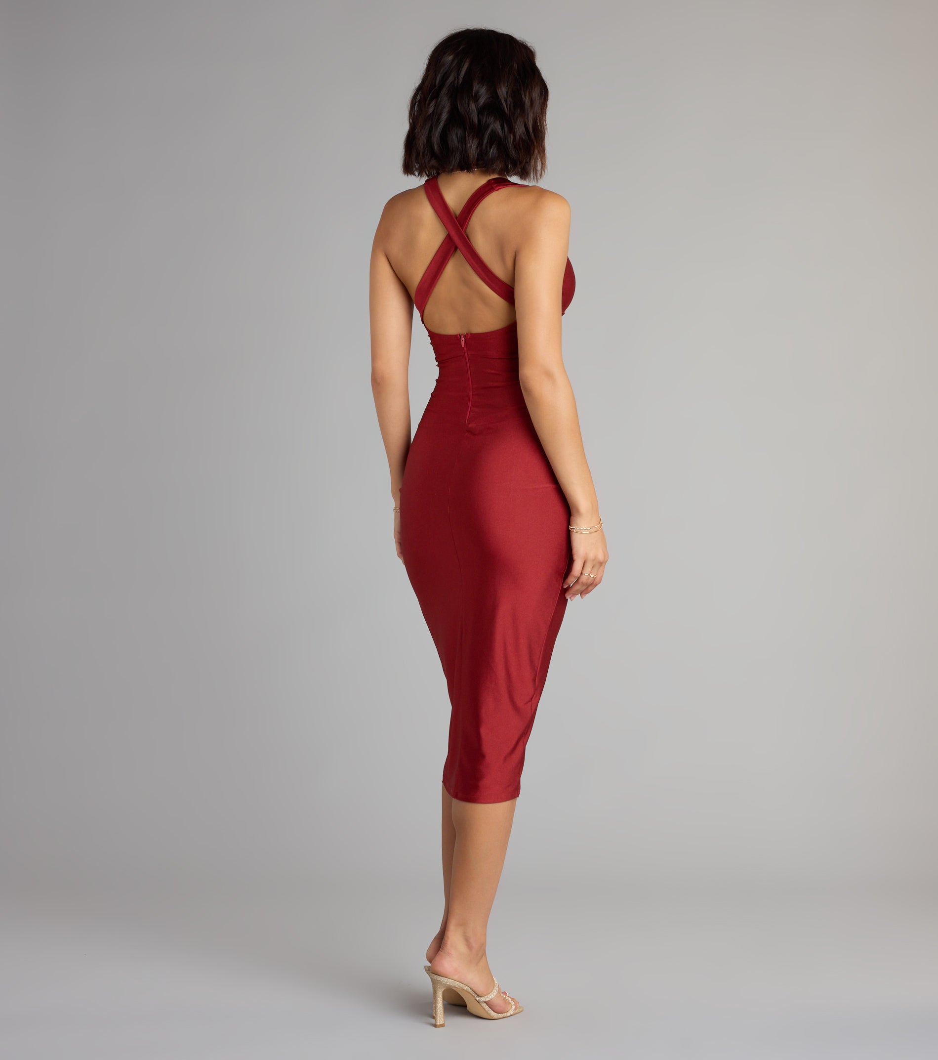 Piper V-Neck Bodycon Midi Formal Dress - Image 2