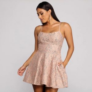Angela Glitter Lace Party Dress