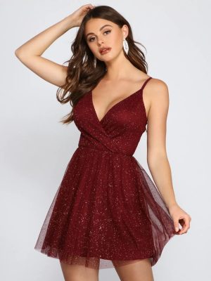 Hannah Glitter Mesh Party Dress