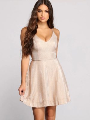 Mona Formal Woven Glitter Party Dress