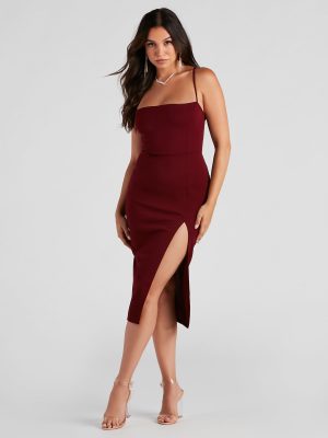 Henley Formal Lace-Up Midi Dress