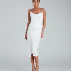 Callie Sleeveless Satin Midi Dress