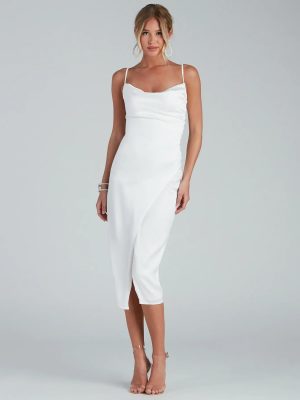 Callie Sleeveless Satin Midi Dress