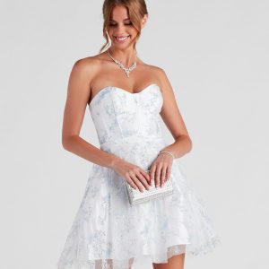 Zariah Formal Floral Glitter Party Dress