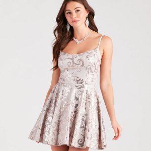 Meghan Sequin Lace-Up Party Dress
