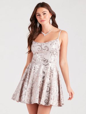 Meghan Sequin Lace-Up Party Dress