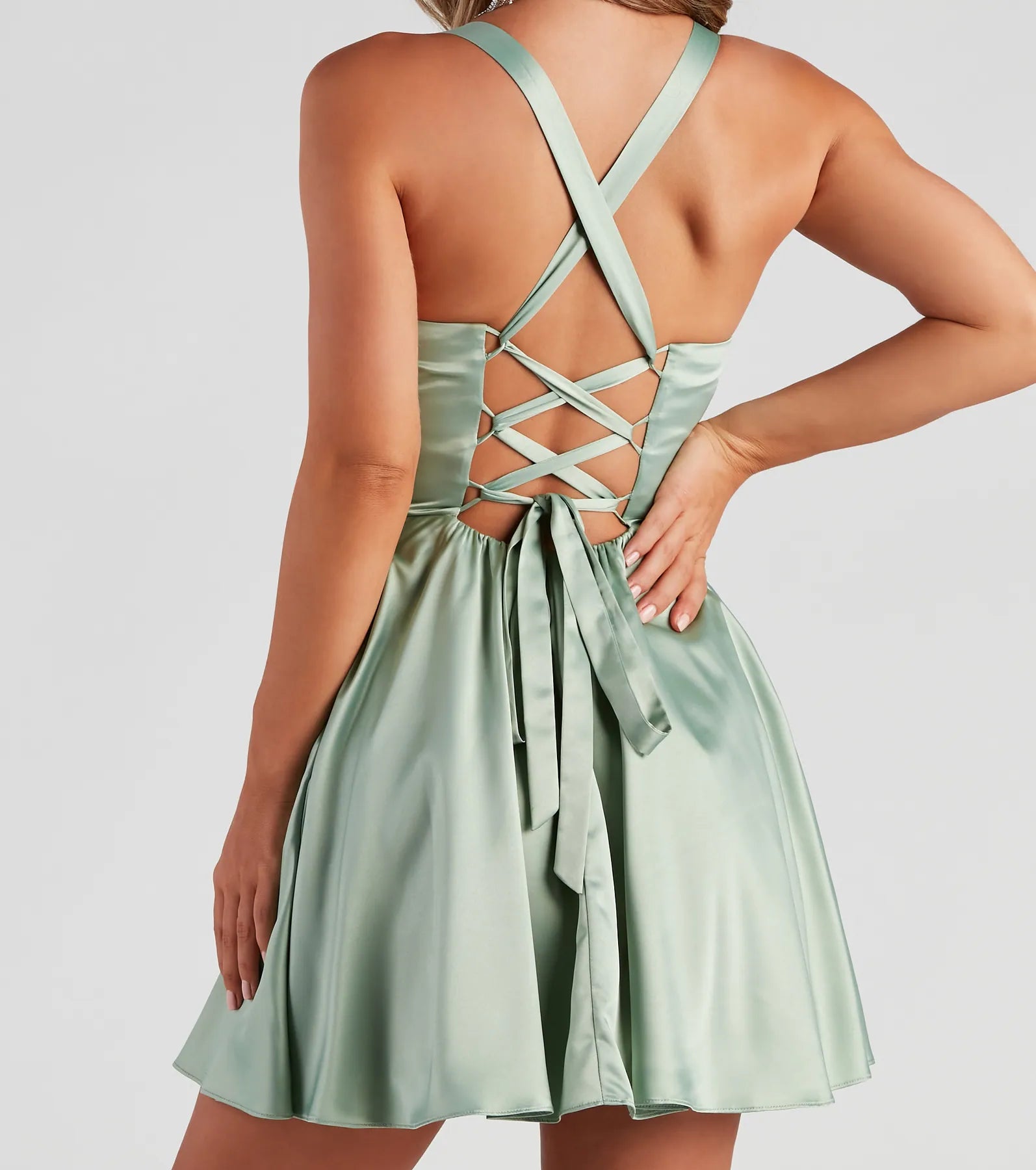 Sabrina Satin Lace-Up Party Dress - Image 4