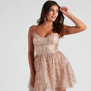 Bridget Glitter A-Line Party Dress