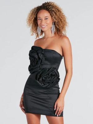 Sophia Formal Rose Applique Mini Dress