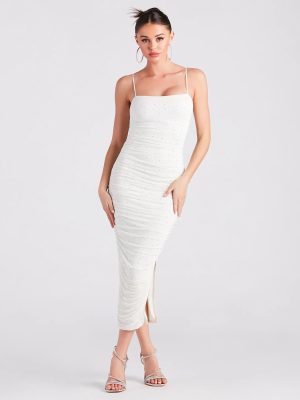 Harlow Formal Rhinestone Bodycon Midi Dress