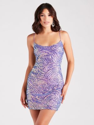 Kay Sequin Striped Bodycon Mini Dress