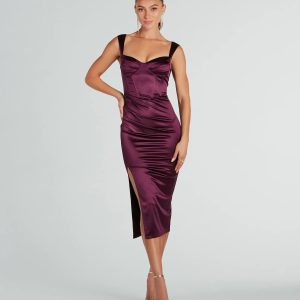Marnie Formal Satin Corset Midi Dress