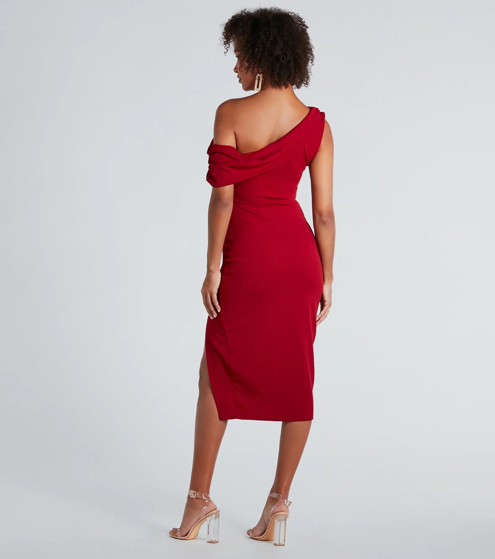 Jullian Formal Crepe Off-The-Shoulder Midi Dress - Image 6