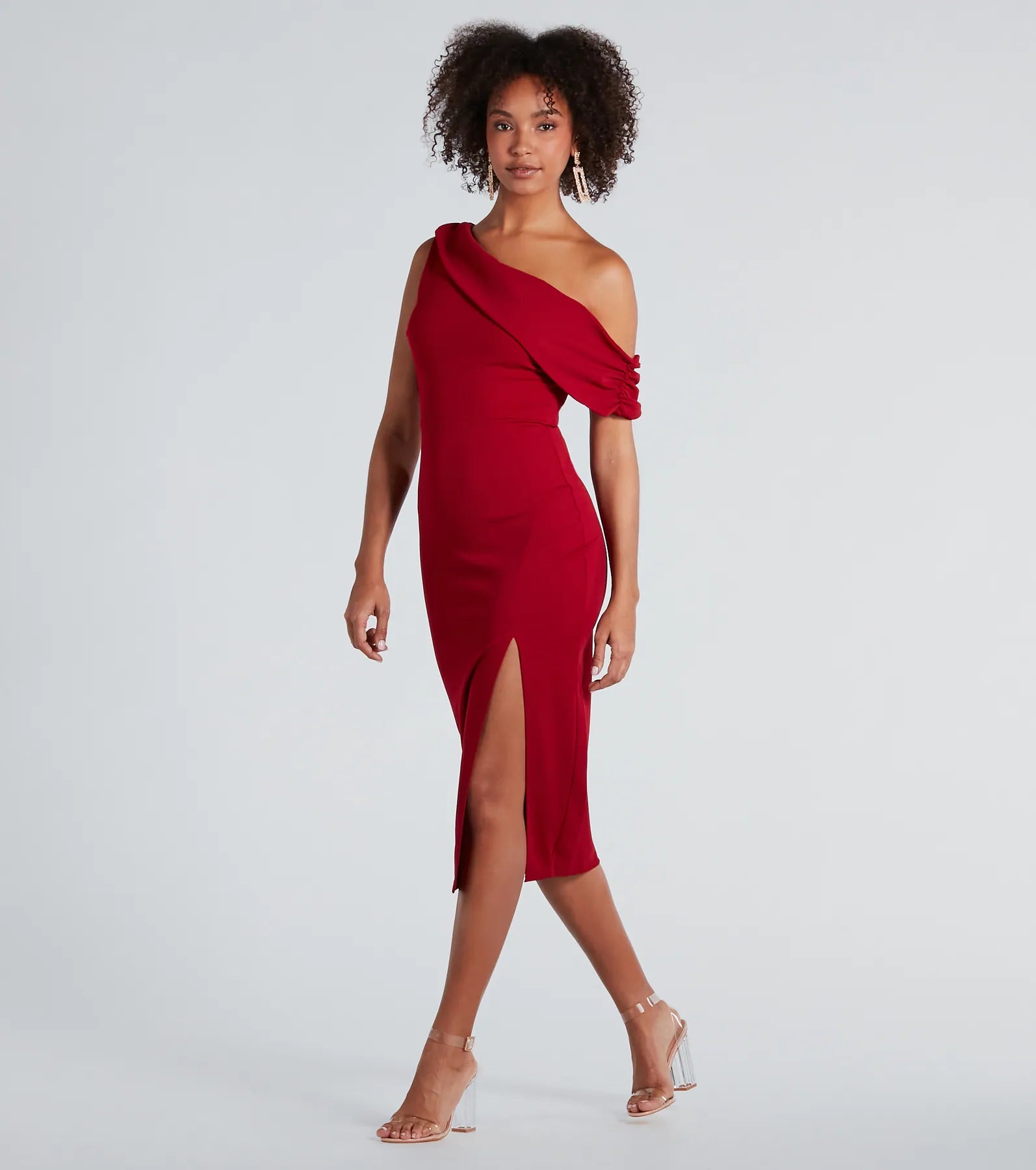 Jullian Formal Crepe Off-The-Shoulder Midi Dress - Image 7