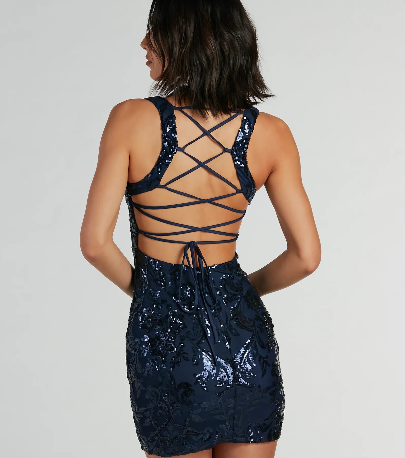 Aubree Lace-Up Sequin Party Dress - Image 6