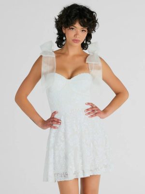 Amanda Tulle Bow Strap Sequin A-Line Party Dress