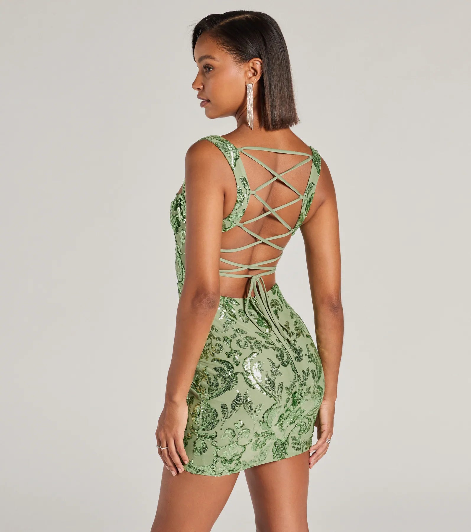 Aubree Lace-Up Sequin Party Dress - Image 10