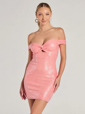 Vera Off-The-Shoulder Cutout Sequin Mini Dress