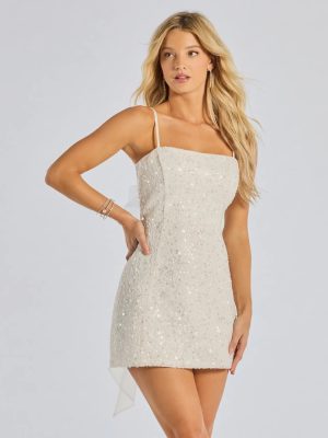 Kilah Bow Lace Sequin Mini Dress