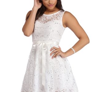 Cassandra Sequin Lace Party Dress