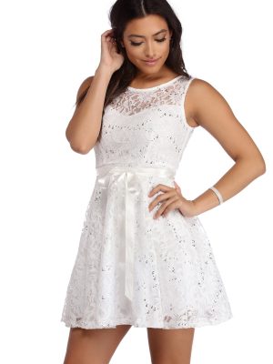 Cassandra Sequin Lace Party Dress