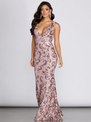 Paisley Formal Sequin Leaf Dress