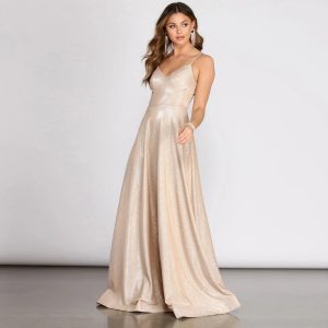 Aime Glitter A-Line Gown