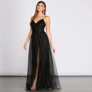 Parker Heat Stone Tulle Dress