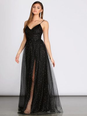 Parker Heat Stone Tulle Dress