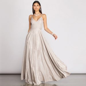 Shira Shine Lace Back Gown