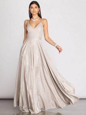 Shira Shine Lace Back Gown