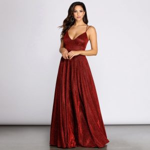 Shira Shine Lace Back Gown